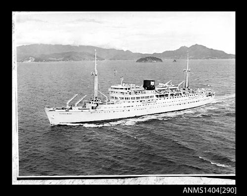 Photographic negative showing the passenger ship TJILUWAH