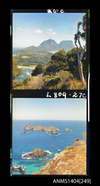 Photographic transparency strip showing the landscape at Lord Howe Island