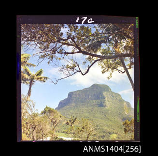 Photographic transparency showing either Mount Lidgbird or Mount Gower on Lord Howe Island