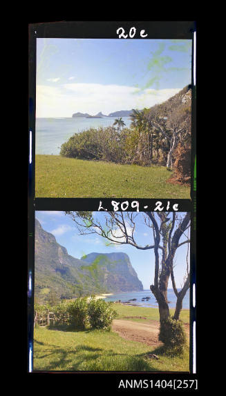 Photographic transparency strip showing the landscape at Lord Howe Island