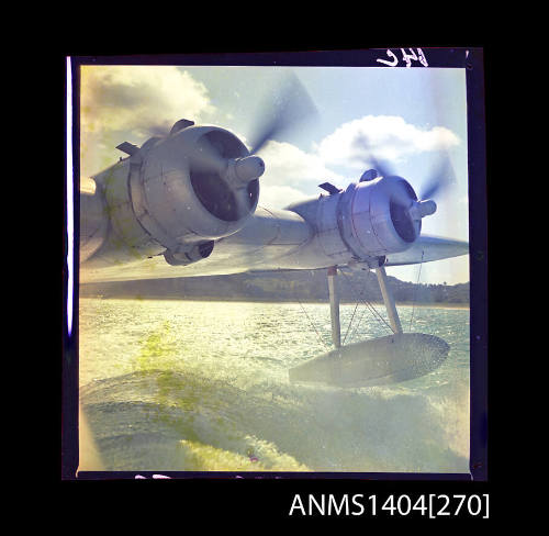 Photographic transparency showing the wing of a flying boat at Lord Howe Island