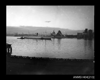 Photographic negative showing the ship NIEUW HOLLAND on Sydney Harbour