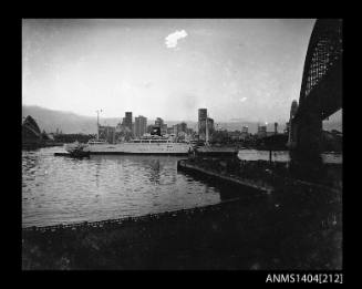 Photographic negative showing the ship NIEUW HOLLAND on Sydney Harbour