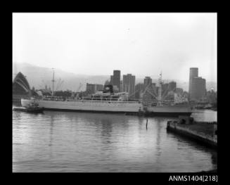 Photographic negative showing the ship NIEUW HOLLAND on Sydney Harbour