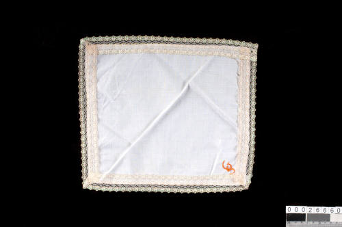 White cotton handkerchief with GS monogram