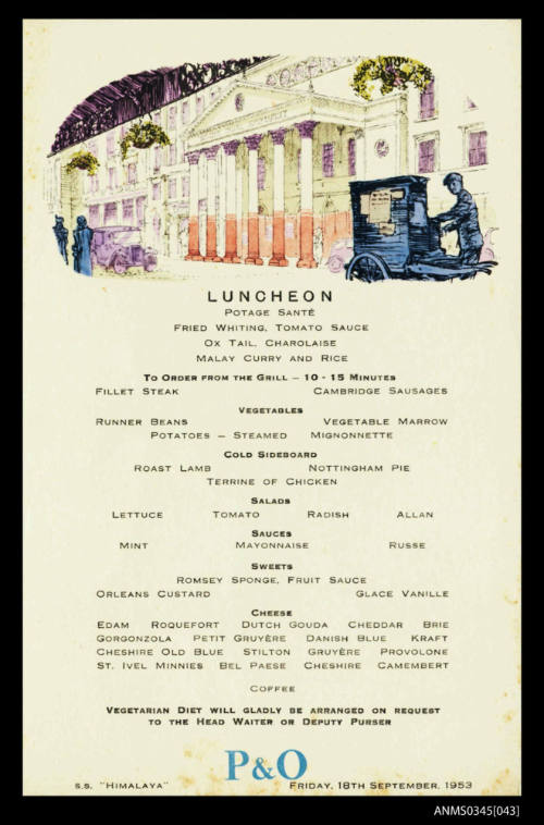 Luncheon menu from SS HIMALAYA