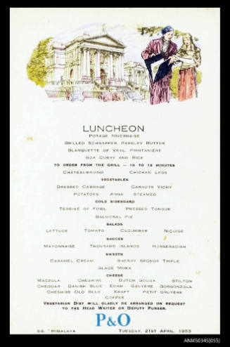 Luncheon menu from SS HIMALAYA