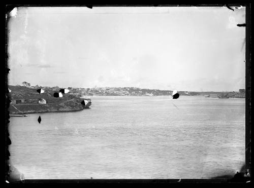 Glass plate negative of an unidentified harbour in Sydney, New South Wales