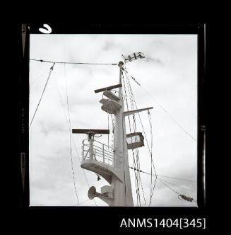 Photographic negative showing aerials on board the ship EMPRESS OF AUSTRALIA