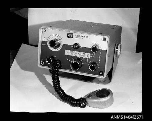 Photographic negative showing an AWA brand Seafarer 20 Radiotelephone