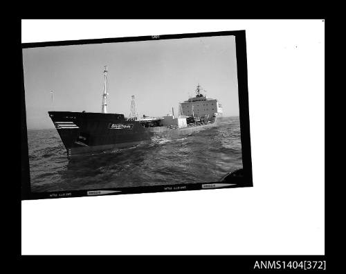 Photographic negative showing the tanker SILVERHAWK at sea