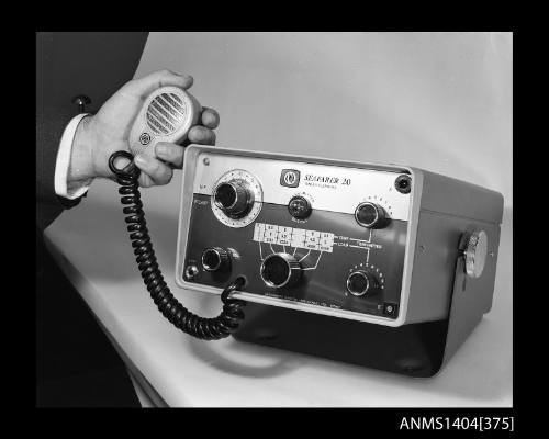 Photographic negative showing an AWA brand Seafarer 20 Radiotelephone