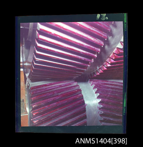 Photographic transparency showing engine gears on the tanker SILVERHAWK