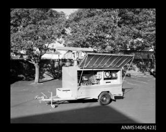 Photographic negative showing navigational and communications equipment contained in an AWA marine service trailer