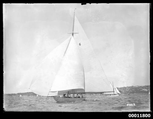 Yacht RAWHITI under sail on Sydney Harbour near Bradleys Head and Point Piper