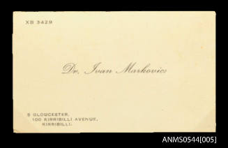 Business card for Dr Ivan Markivics