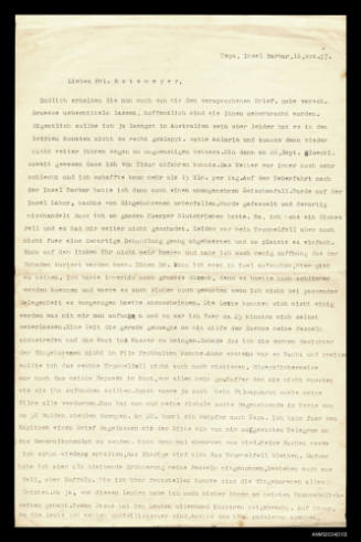 Letter from Oskar Speck to Miss Retemeyer