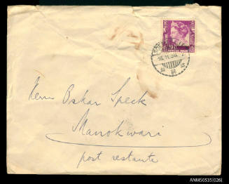 Envelope addressed to Oskar Speck Mankowari