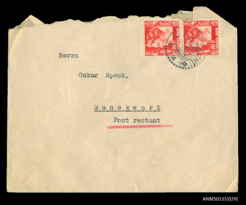 Envelope addressed to Oskar Speck