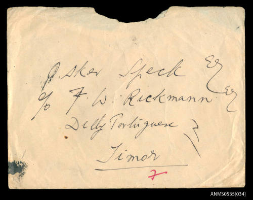 Envelope addressed to Oskar Speck