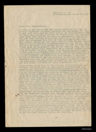 Letter from Oskar Speck to the Consul General, Tanimbar Islands
