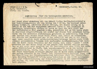 Letter from Oskar Speck to whom unknown