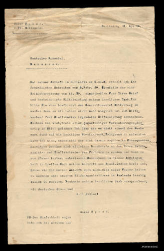 Letter from Oskar Speck to the German Consulate Makassar