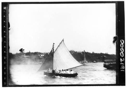 Open boat sailing on Sydney Harbour