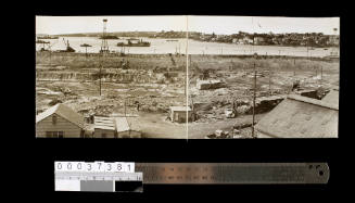 Panoramic view from east side of dock showing excavation 