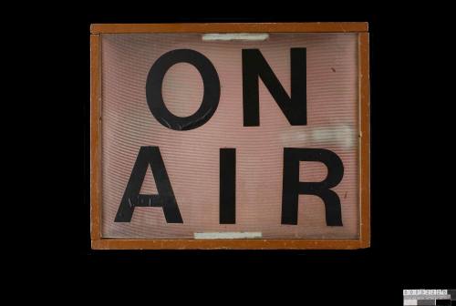 Portable ‘ON AIR’ sign used by Lena Gustin