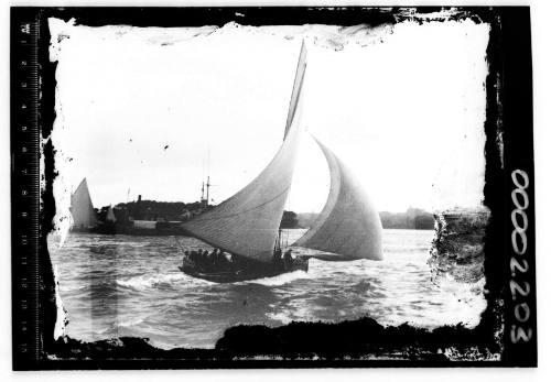 A yacht, possibly a 24-footer, sailing on Sydney Harbour, New South Wales