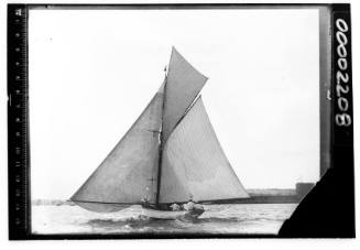 A gaff cutter sailing near Fort denison, Sydney Harbour, New South Wales