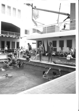 Photograph depicting a group of children in the ship's pool