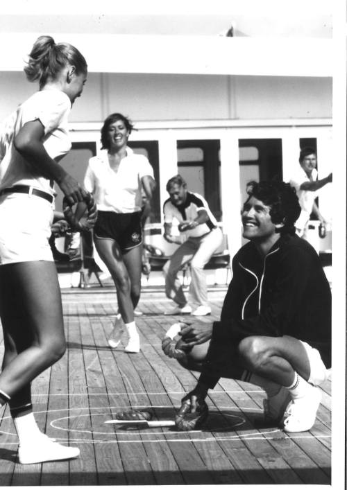 Photograph depicting passengers playing quoits