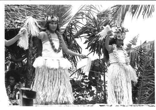 Photograph depicting two Pacific islander women performing