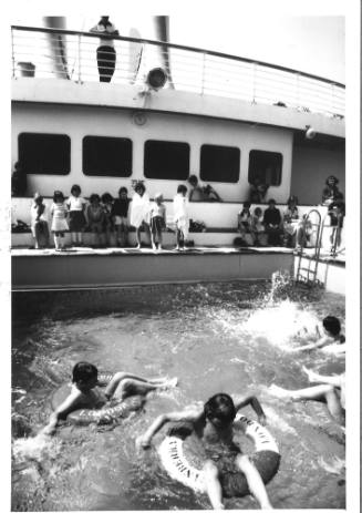 Photograph depicting children in SS CANBERRA's pool