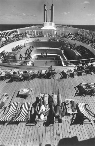 Photograph depicting the deck and pool of the CANBERRA