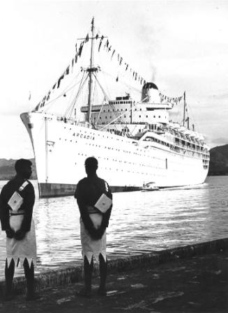 Photograph depicting ARCADIA at a Fijian port