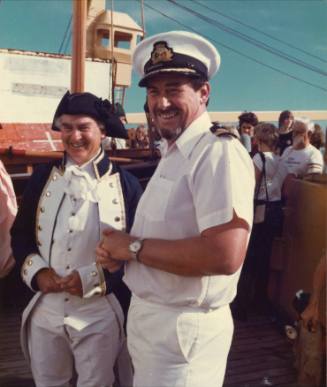 Photograph depicting CHILD OF BOUNTY on ORIANA's deck