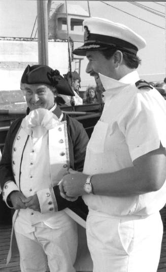 Photograph depicting CHILD OF BOUNTY on ORIANA's deck