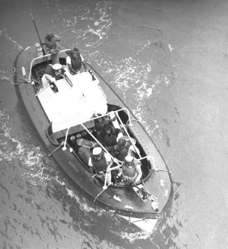 Photograph depicting ARCADIA's raft boat at sea