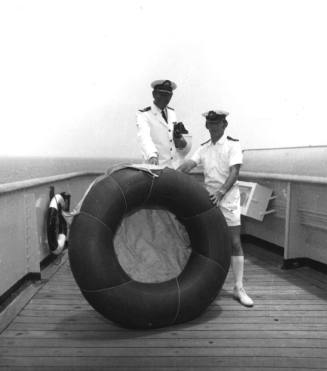 Photograph depicting  P&O staff on ARCADIA's deck