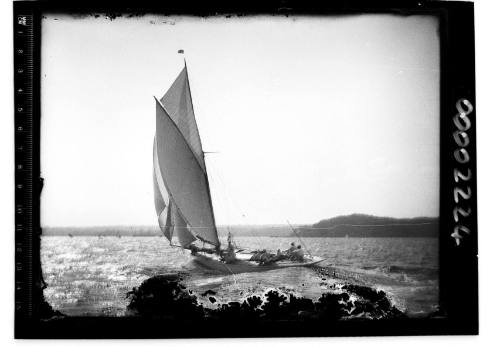 Gaff cutter sailing on Sydney Harbour, New South Wales, Australia