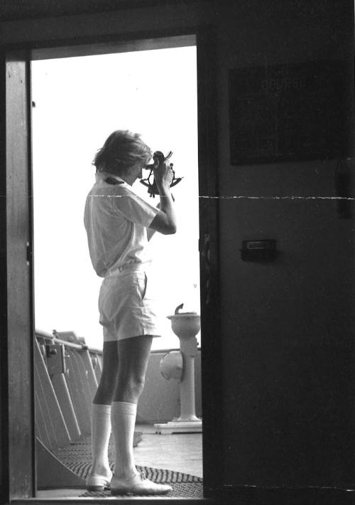 Photograph depicting a P&O office using a sextant