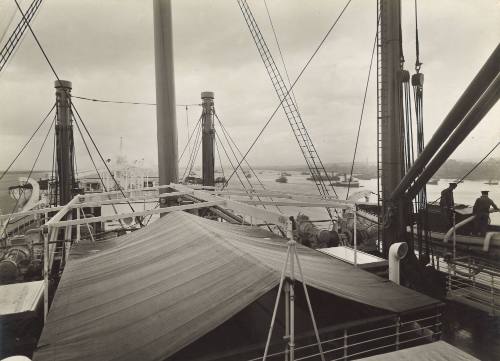 Orient Line's RMS ORFORD - View from Promenade Deck showing swimming bath