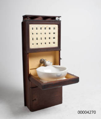 Ship's wash stand with mirror and fold down basin