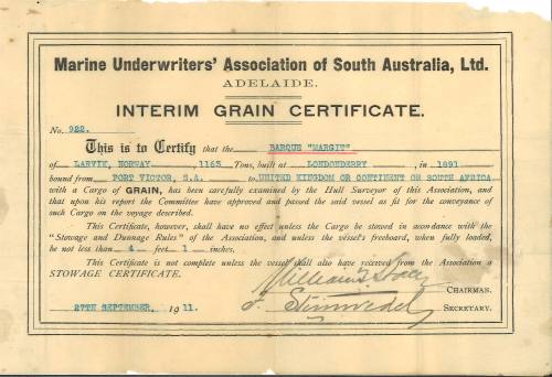 Interim Grain Certificate