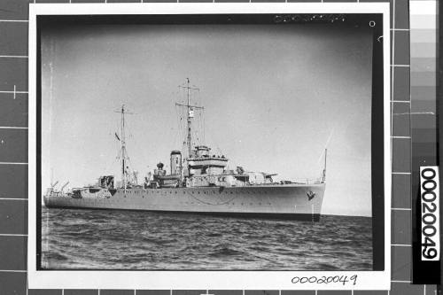 Royal Australian Naval vessel, possibly HMAS PARRAMATTA or HMAS WARREGO near Cockatoo Island, Sydney