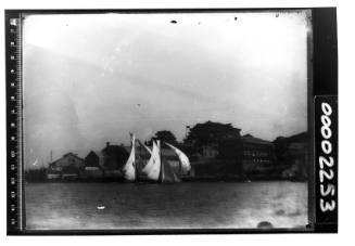 Two yachts sailing on Sydney Harbour, New South Wales, Australia