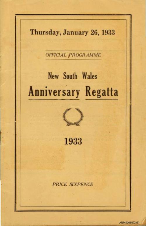 New South Wales Anniversary Regatta program